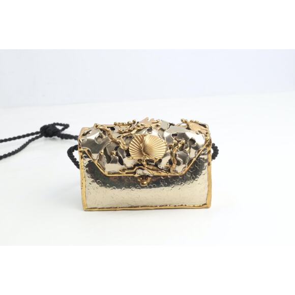 Vtg Handmade Artisan Mixed Metal Sea Life Themed Minaudiere' Evening Bag 1980's - Picture 6 of 16